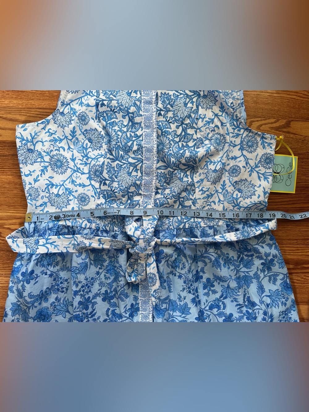 NWT CeCe Blue and White Floral Tiered Maxi Dress with Tie Waist - Picture 5 of 8